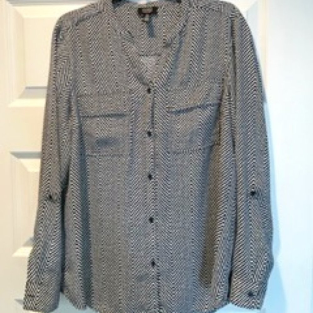 Black & White Herringbone Blouse